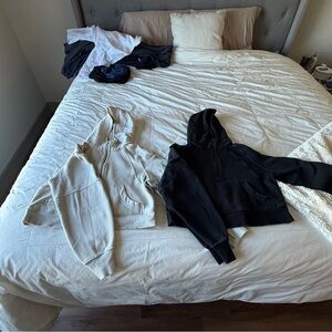 lululemon athletica Cropped Half-Zip Hoodies in Black and Cream